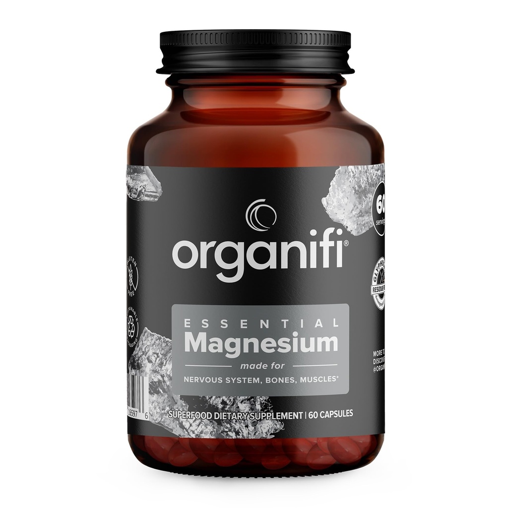 Organifi Essential Magnesium Glycinate Supplement for Bone Support and Muscle Health, 150mg, 60 Vegan Capsules
