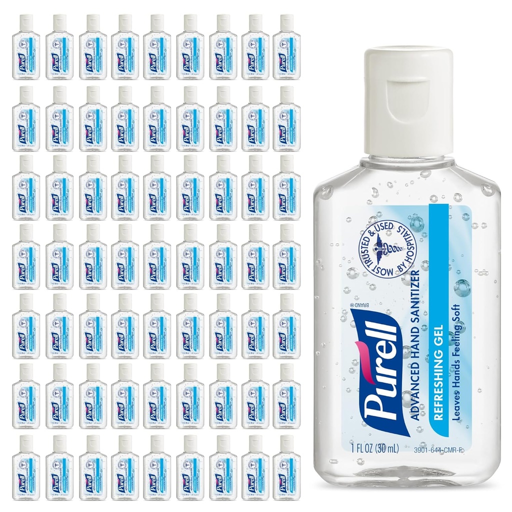 Purell Advanced Hand Sanitizer Refreshing Gel, Clean Scent, 1 fl oz Travel Size Flip-Cap Bottle (Pack von 72) - 3901-72-CMR