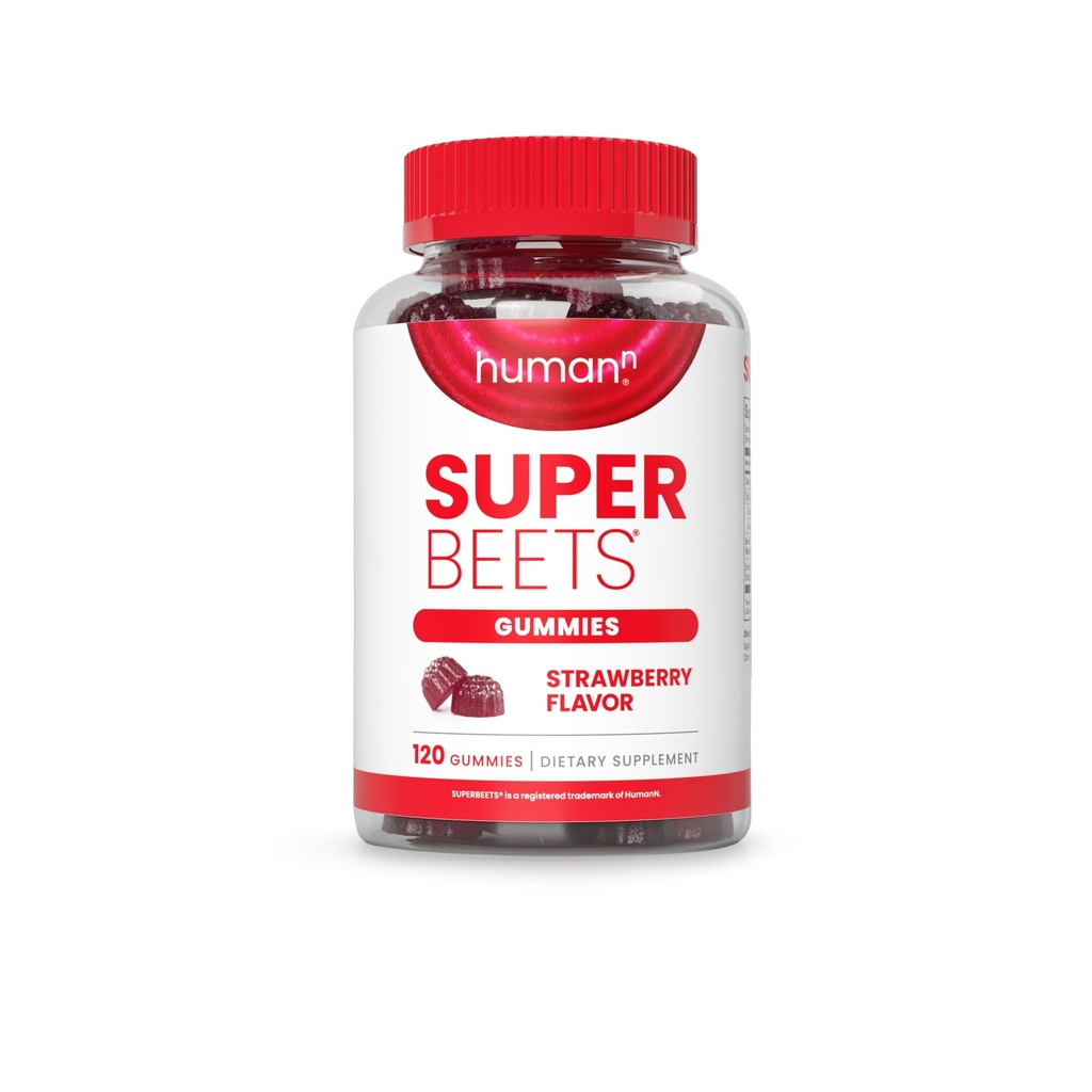 HumanN SuperBeets Erdbeer Herzgummis - Beetroot & Grape Seed Extract, 120 Count