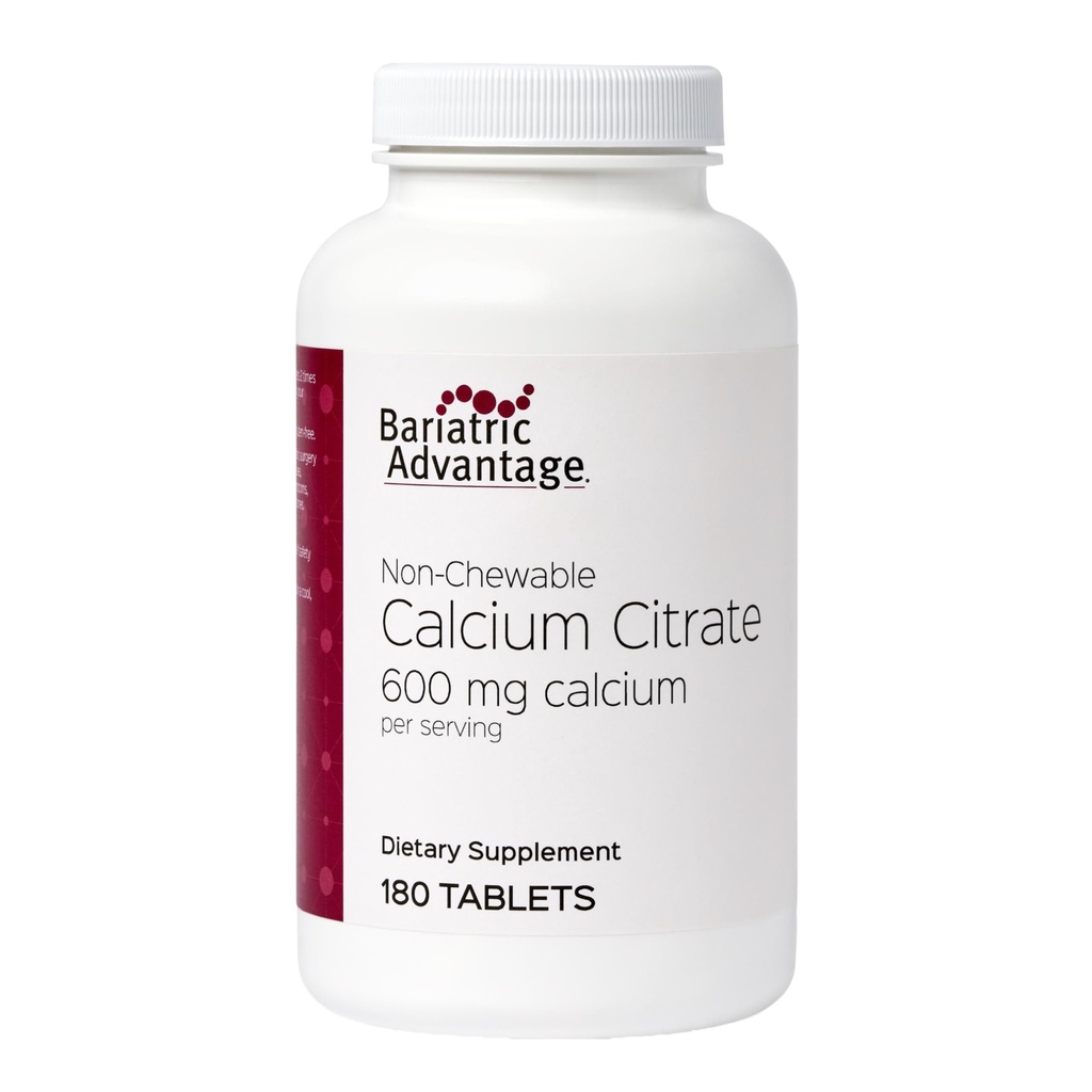 Bariatric Vorteil nicht kaubares Calciumzitrat 600 mg Calcium - für Patienten mit bariatrischer Chirurgie - Vitamin D3 - Mineralpräparate - 180 Tabletten
