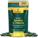 Biogenèse Spiruline biologique, Chlorelle et Minéraux des plantes marines – 300 Nombre (200 mg)