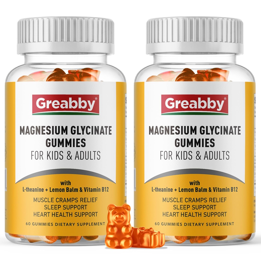 Magnesium Glycinate Gummis für Kinder & Erwachsene - Magnesium Glycinate 300mg Chewable Supplement - Fördert Schlaf, Muskel, Entspannung (120Count)