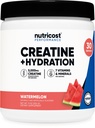 Nutricost Créatine monohydratée + hydratation Aromate de pastèque (30 portions) - 7 vitamines et minéraux, 5000mg de créatine par portion