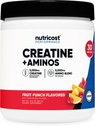 Nutricost Creatine + Aminos 30 Servierungen (Fruit Punch Flavored) - 5.000mg Creatine Monohydrat + 5000mg Amino BCAA Blend per Servieren