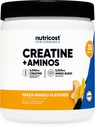 Nutricost Creatine + Aminos 30 Servierungen (Peach Mango Flavored) - 5.000mg Creatine Monohydrat + 5000mg Amino BCAA Blend per Servieren