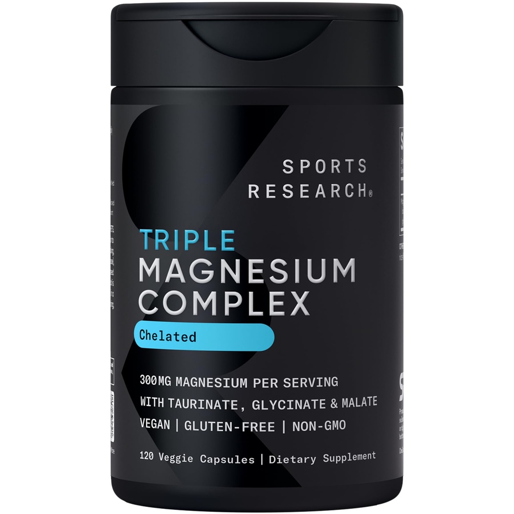 Sports Research® Triple Magnesium Complex 300mg, 120 Veggie Capules
