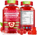 Magnesium Glycinate Gummies 600mg – Sugar Free Magnesium & Potassium Dietary Supplement with Vitamin D, B6 and CoQ10 for Calm Support & Sleep for Adults - High Absorption - Raspberry Gummies