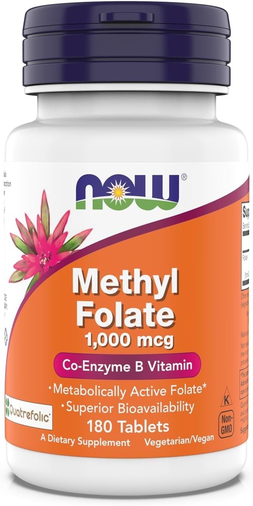 Suppléments, folate de méthyle 1 000 mcg, folate métaboliquement actif*, coenzyme B, 180 comprimés