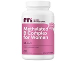 Micro Ingredients Methylated B Complex for Women, 240 Vegetarische Kapseln | Aktivierte B Vitamine mit Methylfolat, Methyl B12, DIM & Inositol Complex | 14-in-1 Bioactive B Vitamin Formula