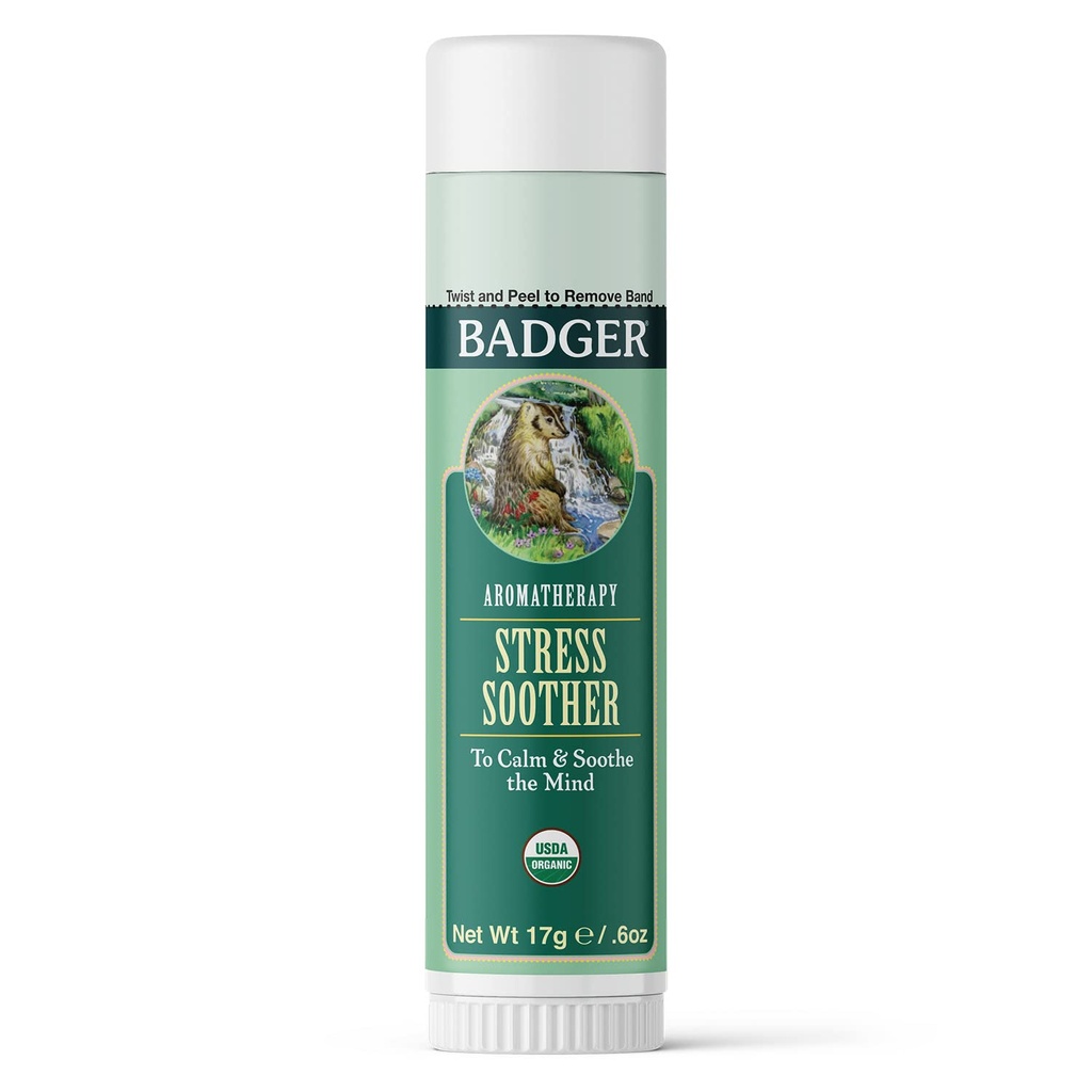 Badger - Stress Soother Balm, Aromatherapie Balm Stick, Certified Organic, Aromatherapie Öl, Ätherische Ölwalze, 0.6 oz