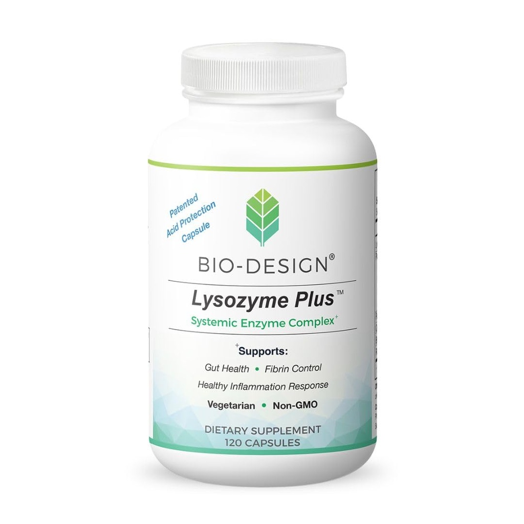 Complexe enzymatique systémique Lysozyme Plus - Large spectre et enzymes végétariennes hautement actives - Supporte Gut Health, Fibryn & Inflammation Control - 120 Capsules