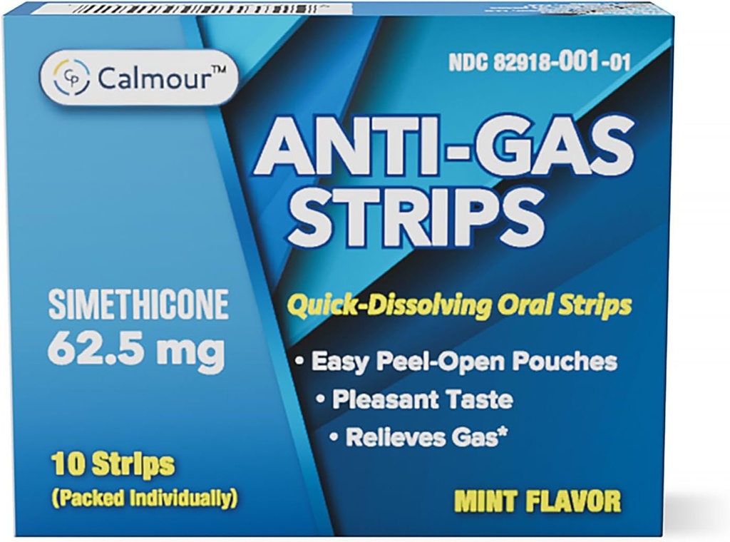 Anti Gas Relief 10 Strips | Mint Flavor Oral Dissolvable Anti Bloating Relief Strips | Rapid Gas Relief for Adults | Effective Bloating Relief for Women | Simethicone Anti Bloating for Women