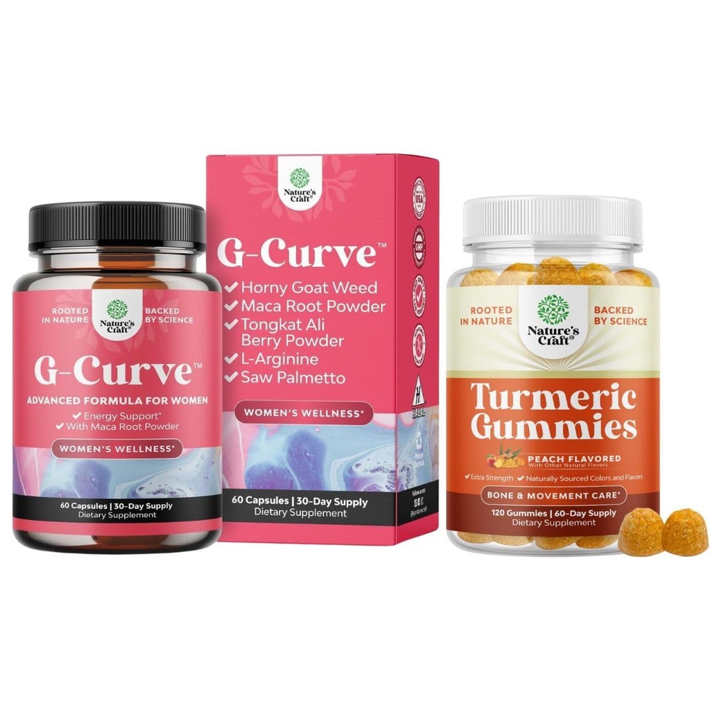 Ensemble de pilules G-Curve Butt and Breast Enhancement - Herbal Enhancer peut soutenir les courbes de sculptation du corps et les gummies turcuma pour adultes Peach Flavor - Gummes de soutien interarmées extra-fort