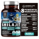 Pure Himalayan Shilajit für Frauen und Männer [50% Fulvic Säure] Besser als Harz mit Ashwagandha, Ginseng, Turmeric, Gingko Biloba, Stinging Nettle, Cordyceps zu unterstützen Energie & Immunität, 60Caps