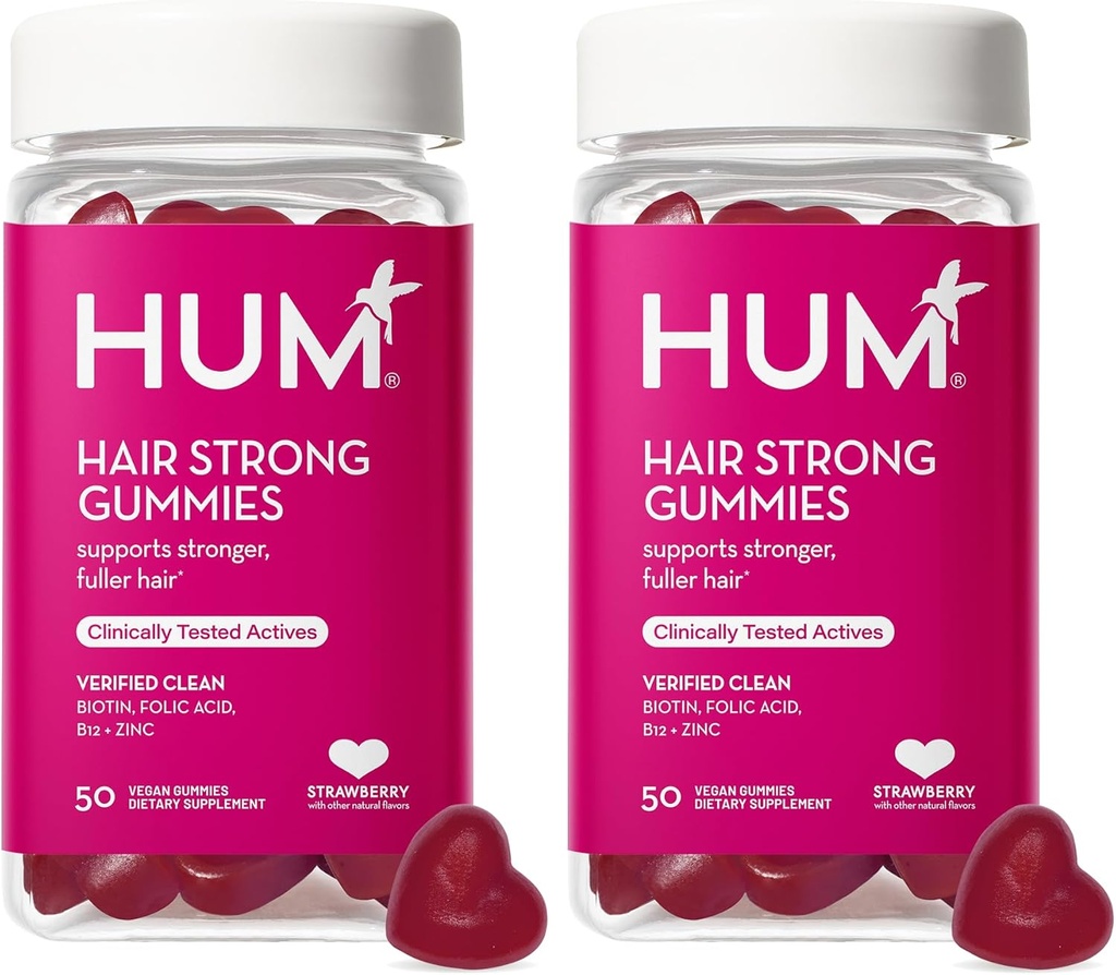 HUM Hair Strong - Daily Gummies mit Biotin zur Verbesserung des Haarwachstums - Fo Ti, Folsäure, Zink, Vitamin B12 & PABA, um gesundes Haar, Haut und Nägel für Frauen und Männer zu unterstützen (50-Day Supply)