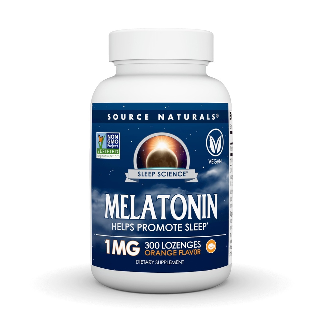 Quelle Naturals Sleep Science Melatonin, hilft, den Schlaf zu fördern * - 1 mg - 300 Orange aromatisierte Lutschtabletten