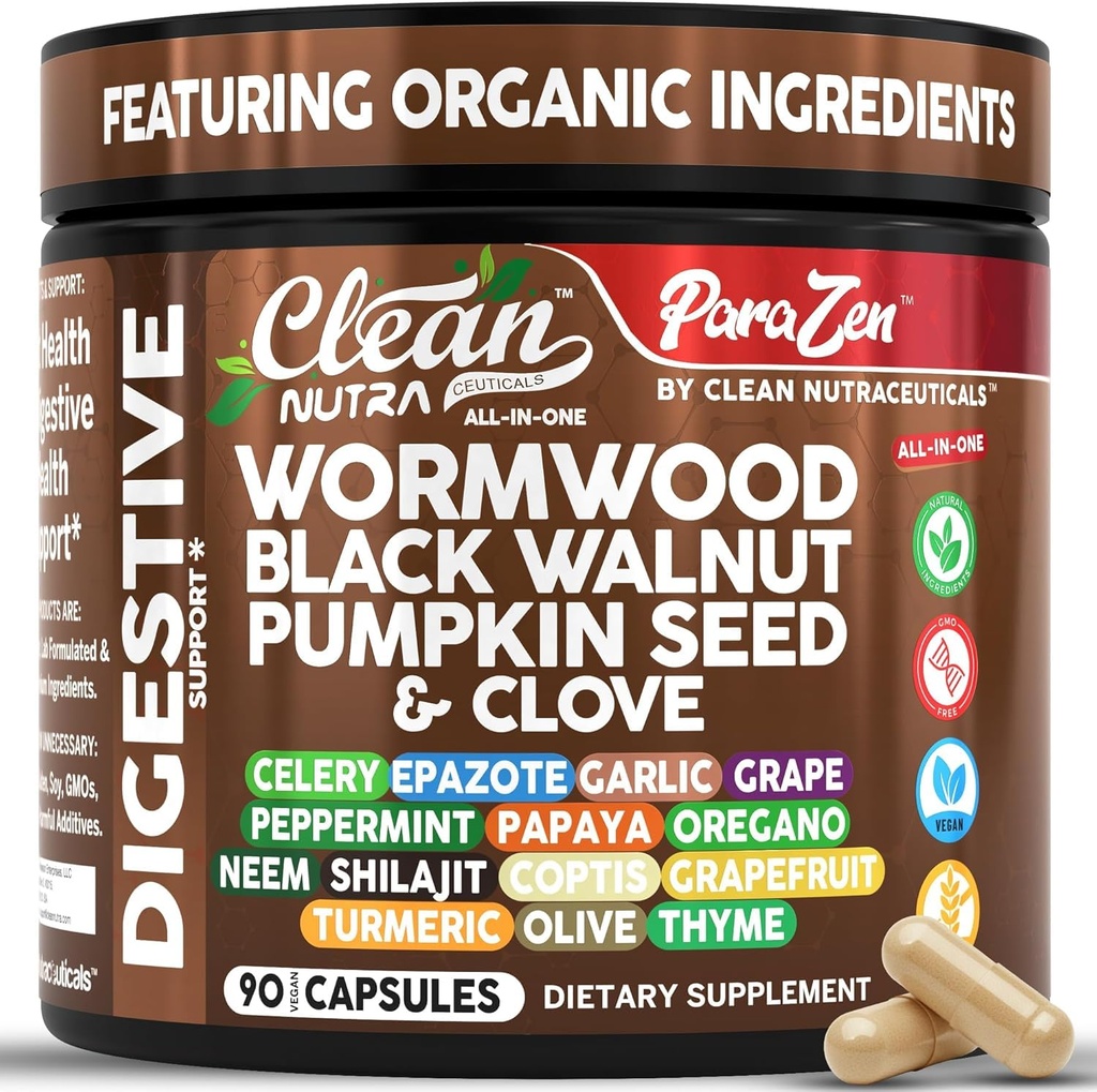 Saubere Nutra Wormwood Black Walnut Kürbis Seed Clove Öl Celery Knoblauch Grape Papaya Neem Diatomaceous Earth Womens Probiotic Gut Health Cleanse Detox Oregano Olive Turmeric Supplement Vegan Kapseln