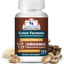Cancer Sciences Colon Wellness Supplement, USDA Certified Organic Mushrooms Extract, Extra Strength 1,500 mg, High Potency 40% Beta-Glucans, Immune, Gut & Digestive, Colon Cleanse & Detox, 120 Caps