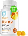 DR. MORITZ Vitamin D3 Gummie (5000 IU) mit K2 - für Erwachsene und Kinder - Vitamin D3 K2 Gummie für Immununterstützung & Knochengesundheit - Vegan, Zuckerfrei, Glutenfrei (60 Count)