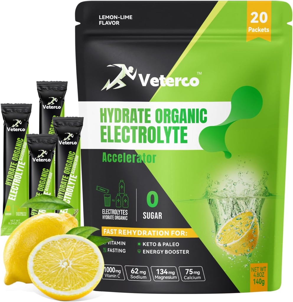 Hydration Elektrolyt-Pulver, Elektrolyt-Getränk, Hydration-Ergänzungsgetränk-Mix, Hydration-Packets mit Vitamin & Minerals, Keto Friendly, Vegan, Non-GMO, kein Zucker, Zitronen-Flaschen (20 Sticks)