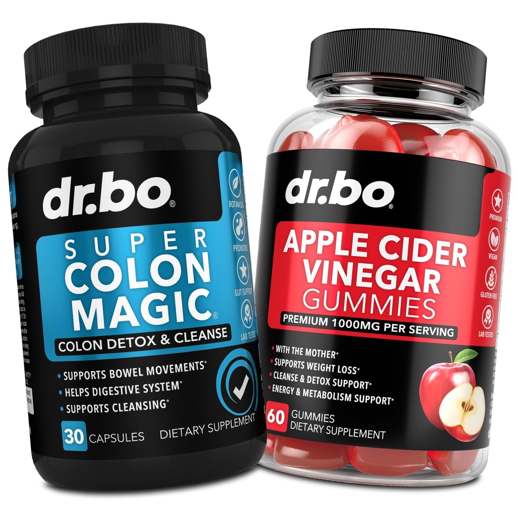 Colon Cleanser Detox & ACV Apple Cider Essiggummis - 15 Tage Colon Cleanse Pillen Flush & Probiotic & ACV Gummies Ergänzungen - Bowel Bewegung Ergänzungen für Darm Stomach Bloating Gut Unterstützung