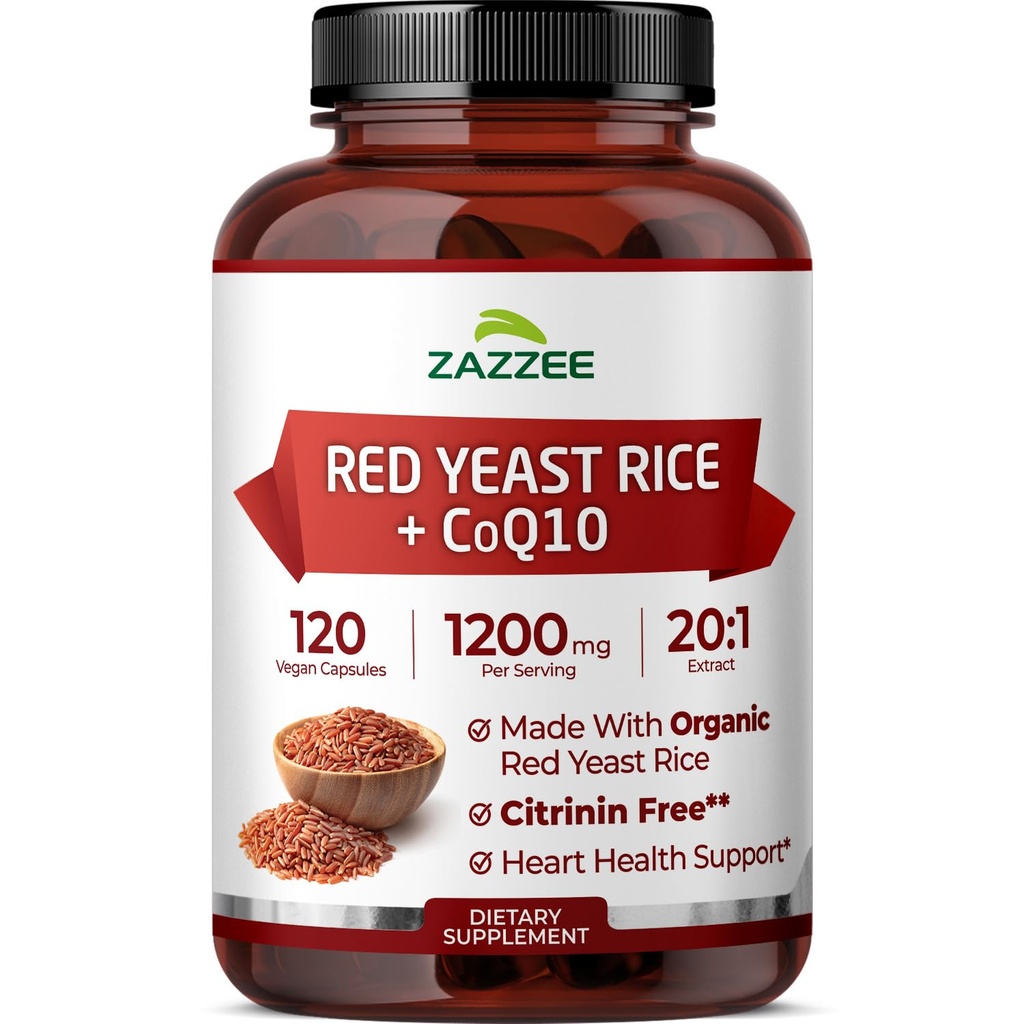 Extra Stärke Rote Hefe Reis mit CoQ10 - 20X Konzentrierte 1200mg Rote Hefe Reis Ergänzung mit Niacin CoQ 10 und BioPerine für verbesserte Absorption - Non-GMO Vegan & ISO Lab getestet (75 Servierungen)