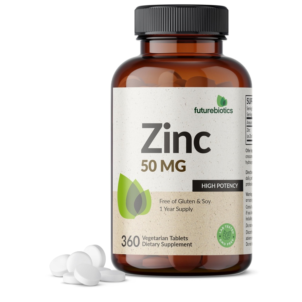 Zink 50 MG Hochpotenz, 1 Jahr Versorgung - Nicht-GVO 360 Vegetarische Tabletten