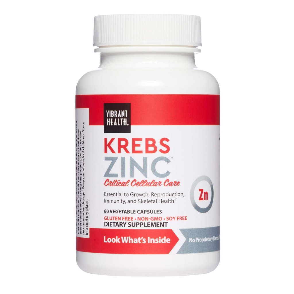 Vibrant Health, Krebs Zinc, Immune, Bone and Cellular Health Formula, 60 Capsules