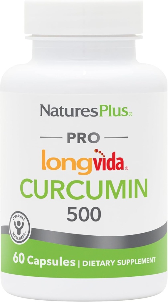 NaturesPlus PRO Longvida Curcumin 500 mg - 60 Capsules - Promotes Healthy Free Radical Protection - Non-GMO, Vegan & Gluten Free - 60 Servings