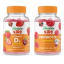 Lifeable Probiotique 2 milliards UFC Enfants + Vitamine D Enfants, Gommies Bundle - Grande dégustation, supplément de vitamine, sans gluten, sans OGM, gommy à croquer