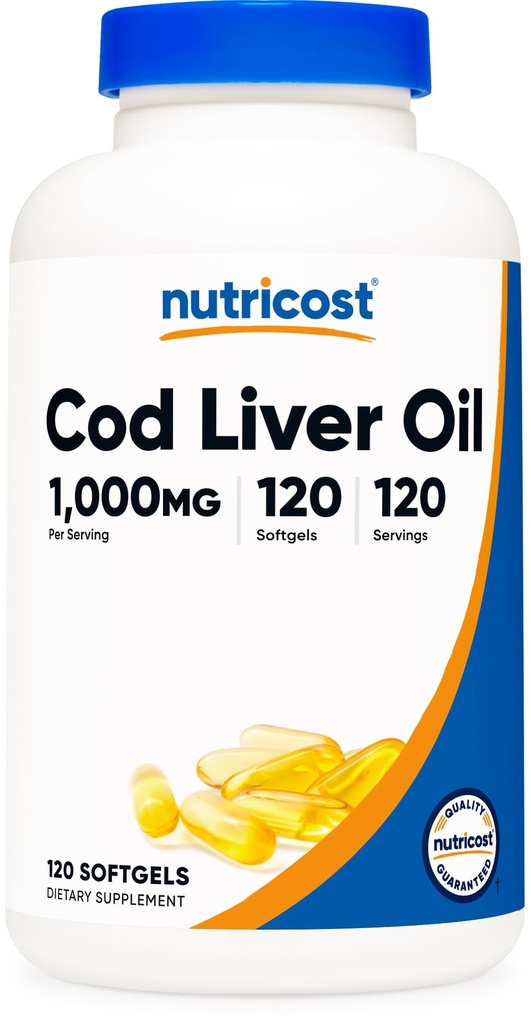 Nutricost Cod Liver Oil 1000mg, 120 Softgels - Nicht-GMO & Glutenfrei
