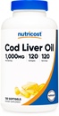 Nutricost Cod Liver Oil 1000mg, 120 Softgels - Nicht-GMO & Glutenfrei