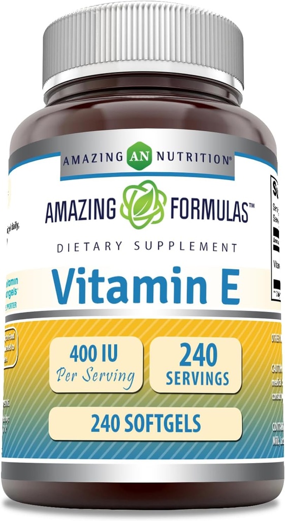 Erstaunliche Formeln Vitamin E Ergänzung | 400 IU Pro Servieren | 240 Softgels | Non-GMO | Glutenfrei | Made in USA