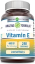 Formules étonnantes Supplément de vitamine E (400 UI par portion) 240 Softgels (sans OGM) Fabriqué aux États-Unis