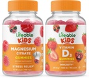 Lebensfähiges Magnesium Kinder + Vitamin D Kinder, Gummie Bundle - Große Verkostung, Vitamin-Ergänzung, Glutenfrei, GVOfrei, Kaugummi