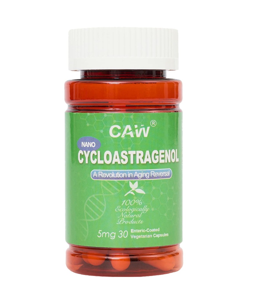 CAW Nano Cycloastragenol 98% 5Mg | Telomerlänge Anti-Aging | DNA Repair Cell Health | 30 Enteric-Coated Vegetarian Kapseln 1 Flasche