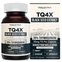 20% Thymoquinone Black Seed Oil Extract Capsules - TQ-Advanced 4X®: Potent Thymoquinone Concentration Available - 60:1 Concentrate from Nigella Sativa, Raw Form, Vegan, Glass Bottle (120 Capsules)