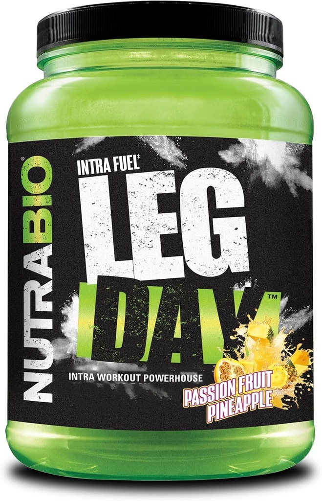 NutraBio Leg Day Intra Workout Powder – Advanced Carb Supplement with Cluster Dextrin & Electrolytes –Carb Powder with EAAs/BCAAs – Cyclic Dextrin for Performance - Passion Fruit Pineapple,20 Servings