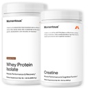 Poudre monohydratée de créatine et poudre essentielle de protéines de chocolat aux herbes - soutient la force, le muscle maigre et la récupération - 20 g Protéine isolate - NSF certifié pour le sport - sans gluten