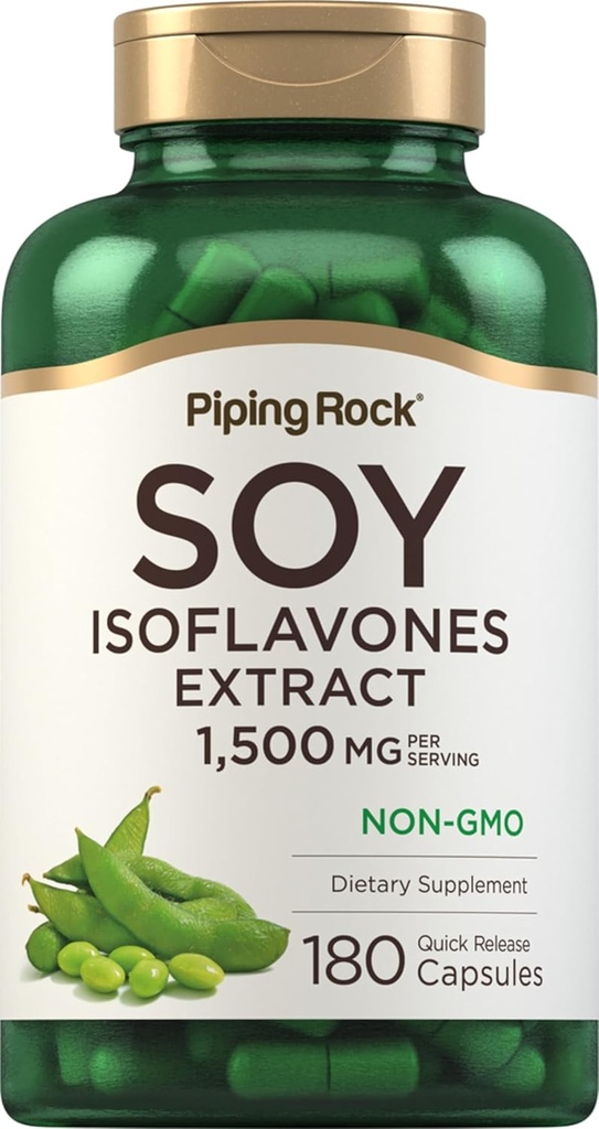 Piping Rock Soy Isoflavones | 1500 mg | 180 Kapseln | Non-GMO, Gluten Free Extract Supplement