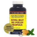YS Organics Triple Bee Complex, Royal Jelly, Bee Pollen, Propolis - Die Kraft der Natur verpackt in 90 Kapseln mit Bonus weltweitnutrition Mehrzweck-Kette