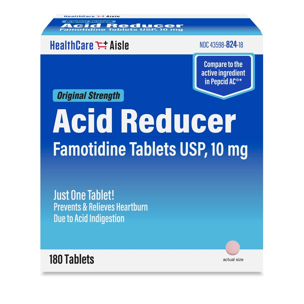 HealthCareAisle Famotidine 10 mg - 180 Tablets - Original Strength Acid Reducer - Prevents and Relieves Heartburn Due to Acid Indigestion