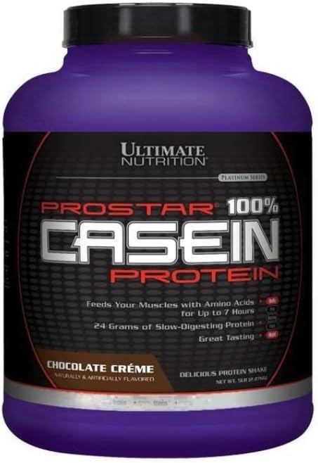 Ultimate Nutrition Prostar Micellar and Hydrolyzed Casein Protein Powder - Fat Free Overnight Muscle Growth and Recovery mit BCAAs, 5 Pfund, Schokolade