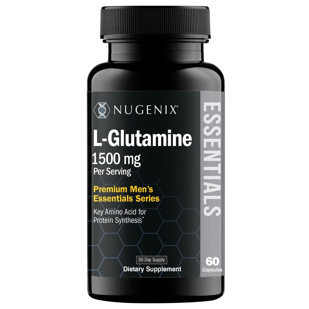 Nugenix Essentials L-Glutamin, 1500mg 100% Botanische L-Glutamin Aminosäure, Proteinsynthese, Unterstützt Cellular Function, 60 Kapseln