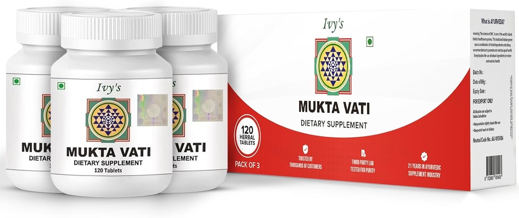 Comprimés à base de plantes Mukta Vati d'Ivy - Formula Ayurvedic Pack de 3