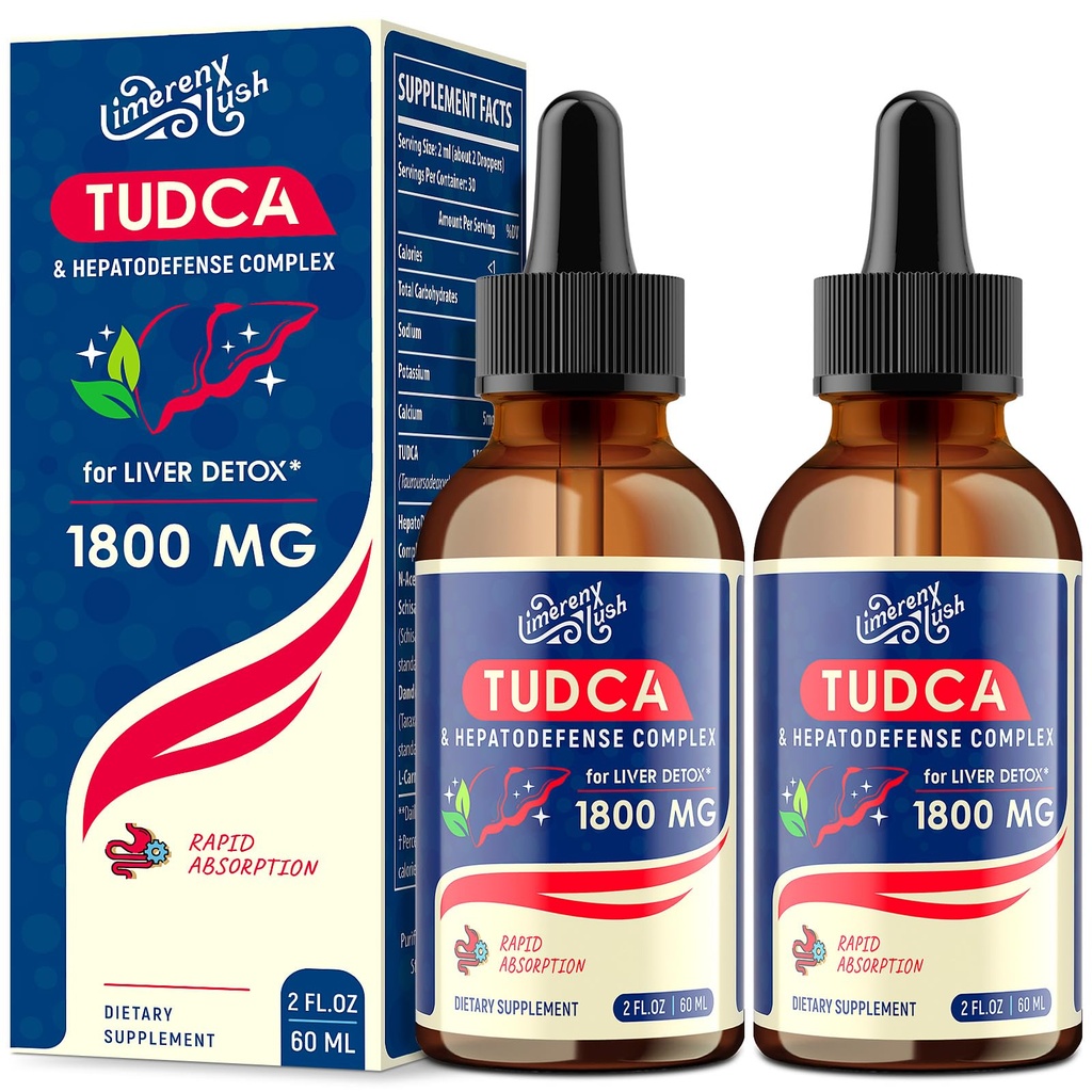 TUDCA Leberunterstützung Drops 1800mg - Leistungsstarke Leberergänzung mit Gallensalzen, NAC, Schisandra und Löwenzahn, Leberentgiftung & Reparatur - schnell absorbierend, zuckerfrei, alkoholfrei - 4 Fl.Oz