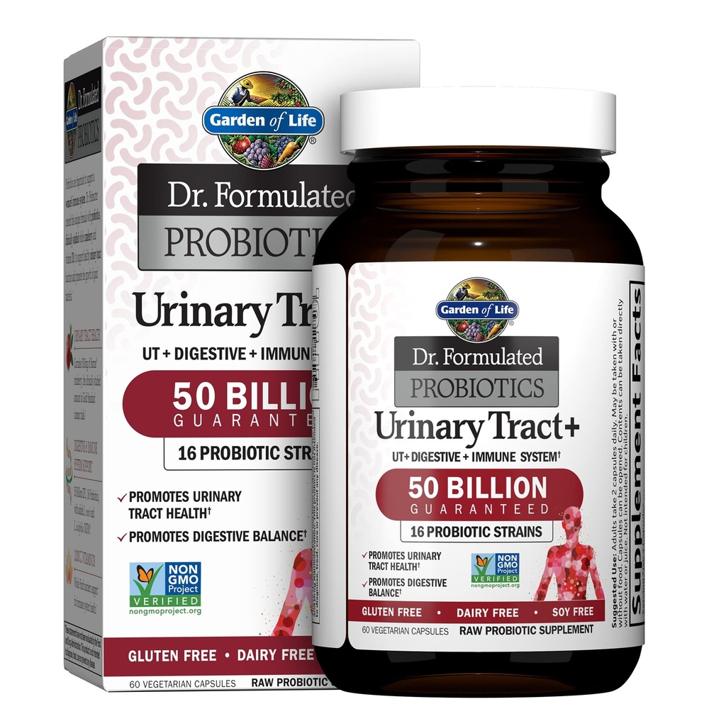 Garten des Lebens Dr. Formulierte Probiotika Urinary Tract+ - Acidophilus Probiotic mit Pacran Cranberry für Urinary Tract Health, Digestive Balance - Gluten, Dairy und Soy Free - 60 vegetarische Kapseln