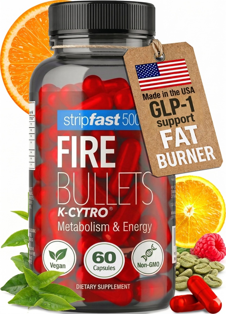 Fire Bullets Weight Loss Pills für Damen und Herren, Fat Burner GLP-1 Unterstützung, Appetite Suppressant, Diät Pillen mit Grüner Tee & Cayenne, 60 Kapseln