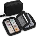 Zannaki niedliche Pille Organizer für Geldbeutel mit zwei abnehmbaren 7-Tage Pille Box, Reise PU Leder Pille Fall, Tragbare Wöchentliche Pille Container mit Aufbewahrungstasche Vitamine, Fischöle, Beilagen (schwarz)