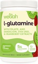 Wellah L-Glutamin Pulver Erdbeer Kiwi (50 Servierungen) - 5g L-Glutamin Per Servieren, mit Stevia gesüßt